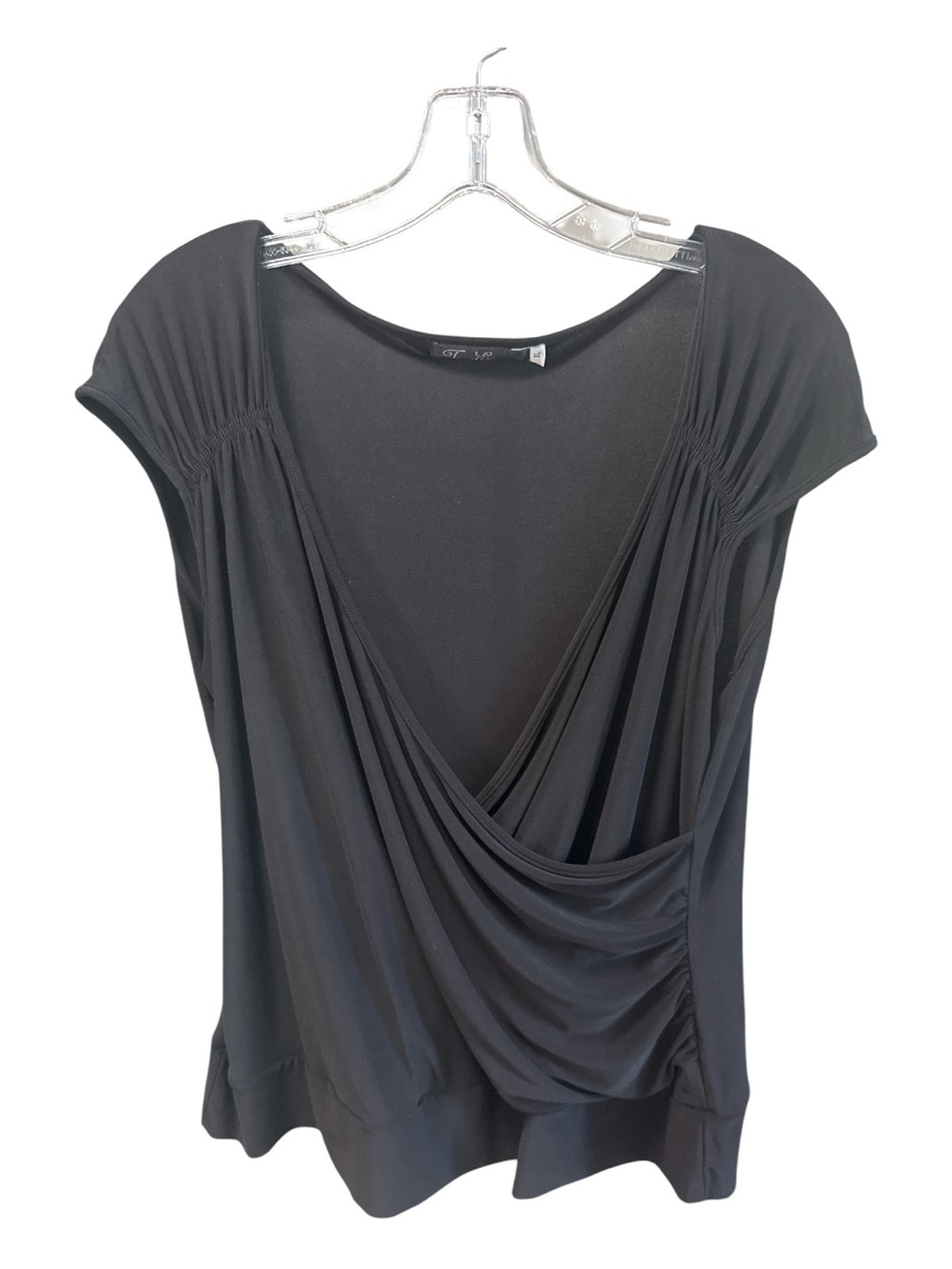 Travel Elements Black Draped Cowl Neck Top โ Size 1X โ Made in Canada - Picture 4 of 6
